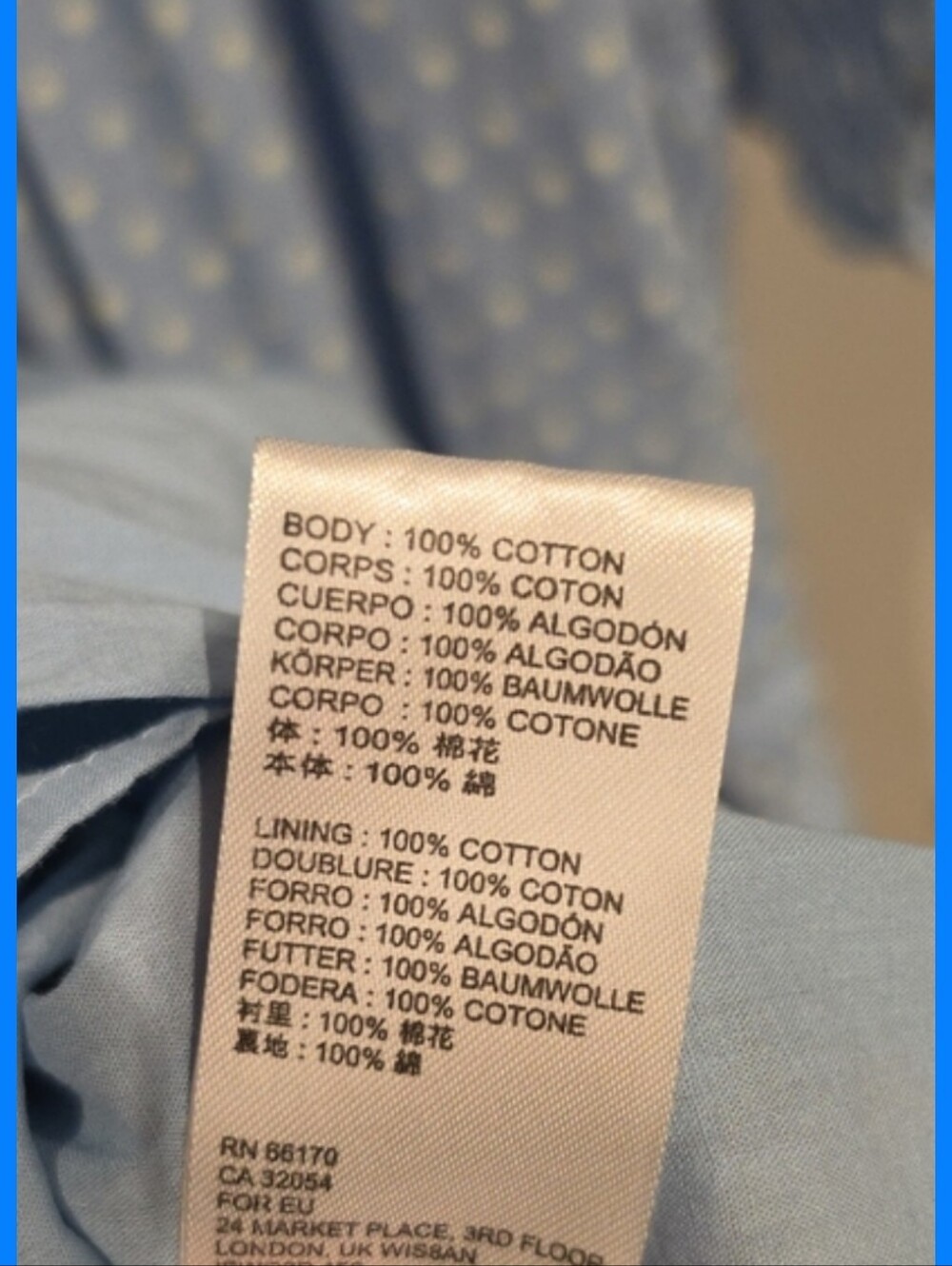 Light Blue Dot Print Peasant Blouse - Picture 6 of 7